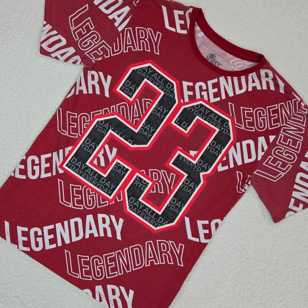 Vibes Legendary 23 Graphic T-Shirt Kids Size XL 18/20 Red Black Sporty Tee